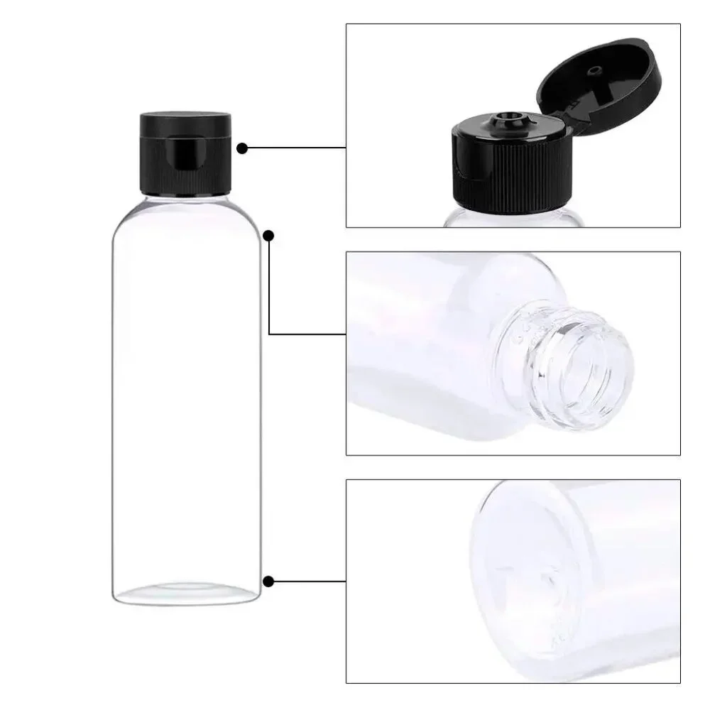 25 Clear Plastic Bottles 2oz NEW Flip Top Travel Size